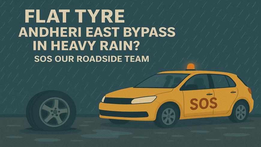 Flat Tyre Near Andheri East Bypass in Heavy Rain SOS Our Roadside Team